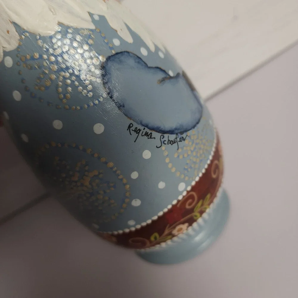 Handmade Gourd Santa‎ Claus Figurine Signed by Regina Schaefer